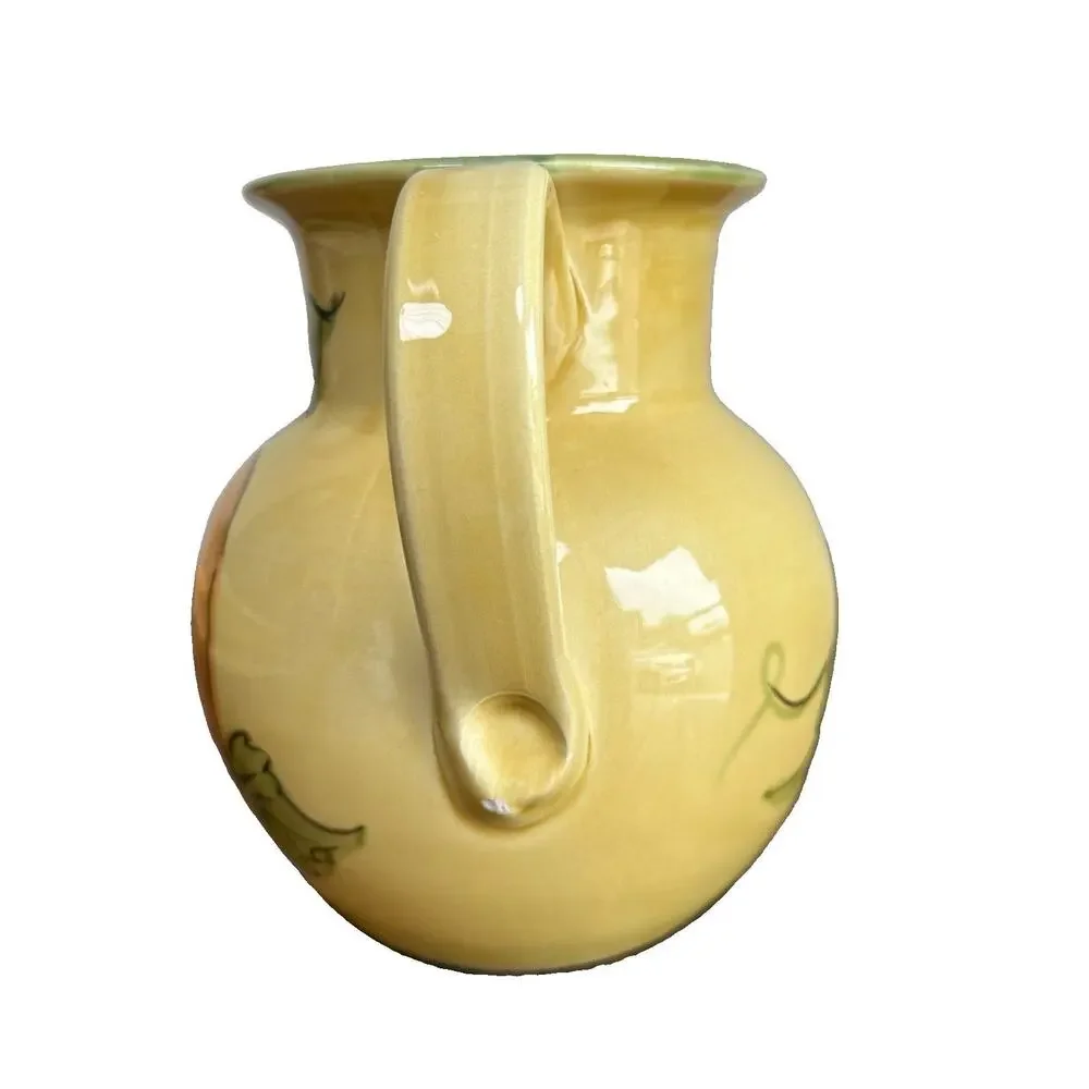 Williams Sonoma Fall Harvest Pumpkin Large Ceramic Pitcher Hand Painted Italy